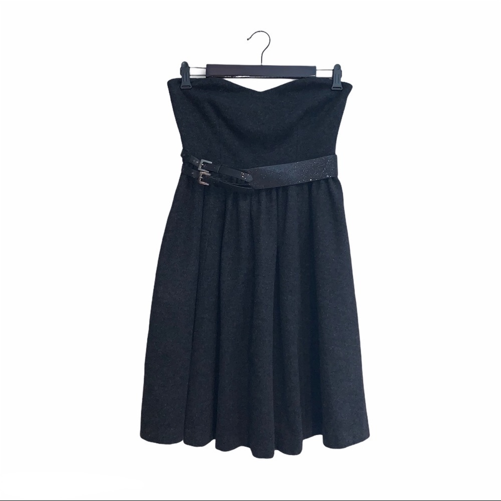 Susana Monaco Strapless Wool Dress with Glittery Belt
